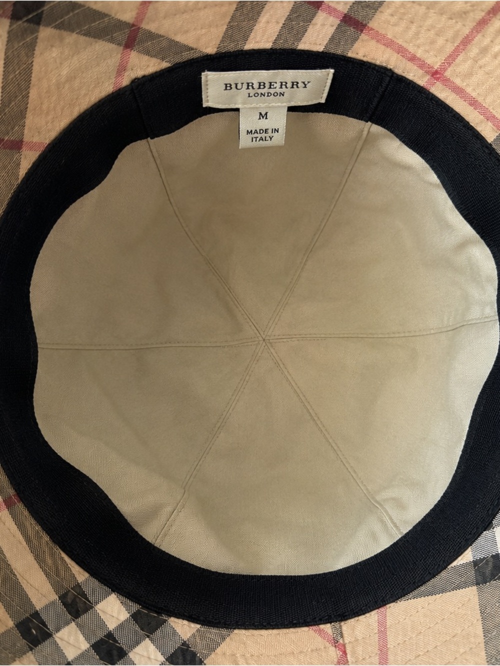 Burberry Vintage Nova Check Bucket Hat | Beige Plaid Designer Hat | Size M - Picture 3 of 5